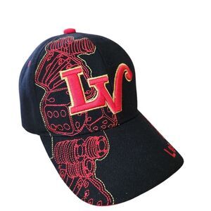 Chelona Baseball Cap Black With Red & Gold LV Las Vegas Embroidery Adjustable